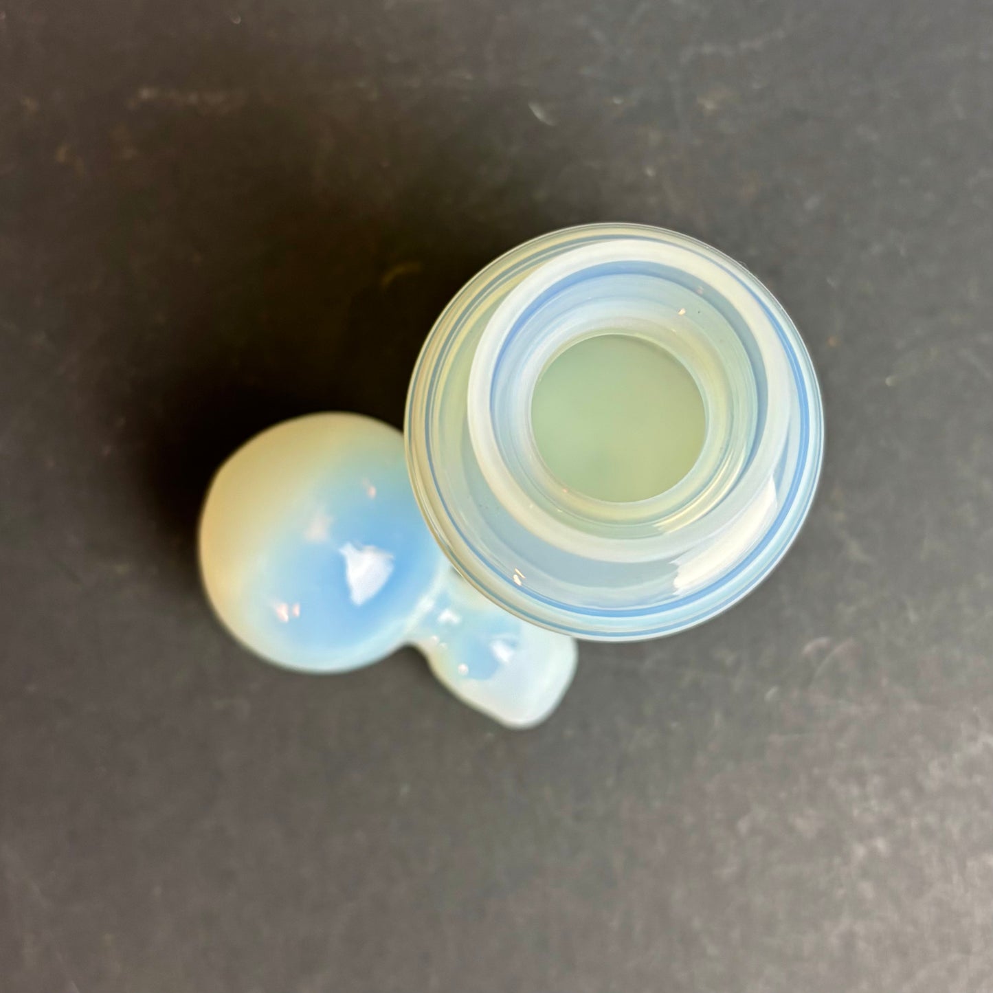 Art Deco French Opalescent Glass Scent Bottle ‘Moonstone Blue’ c.1930