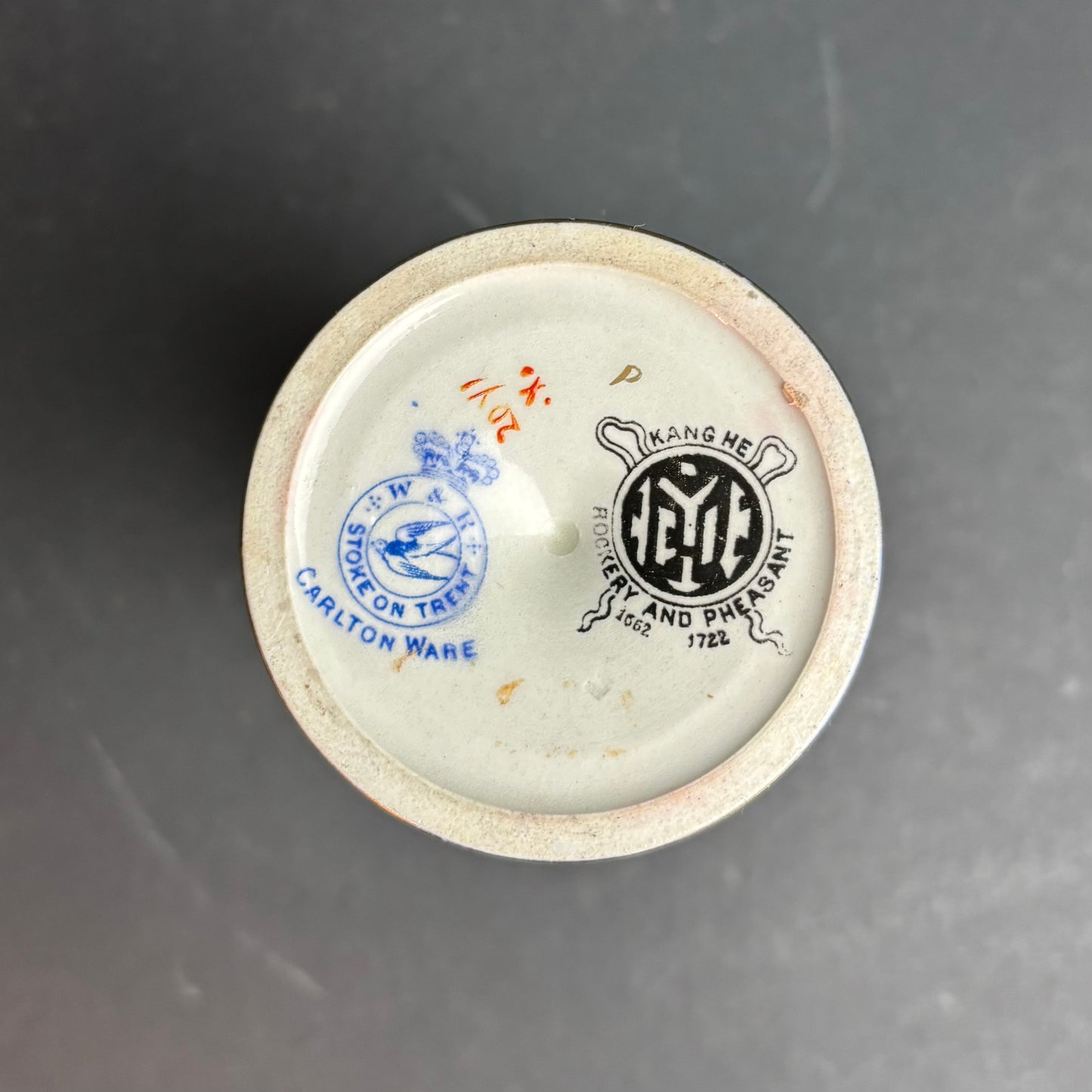 Carlton Ware Kang He Rocery & Pheasants Trumpet Vase – Cobalt Blue & Gilt – c.1930s