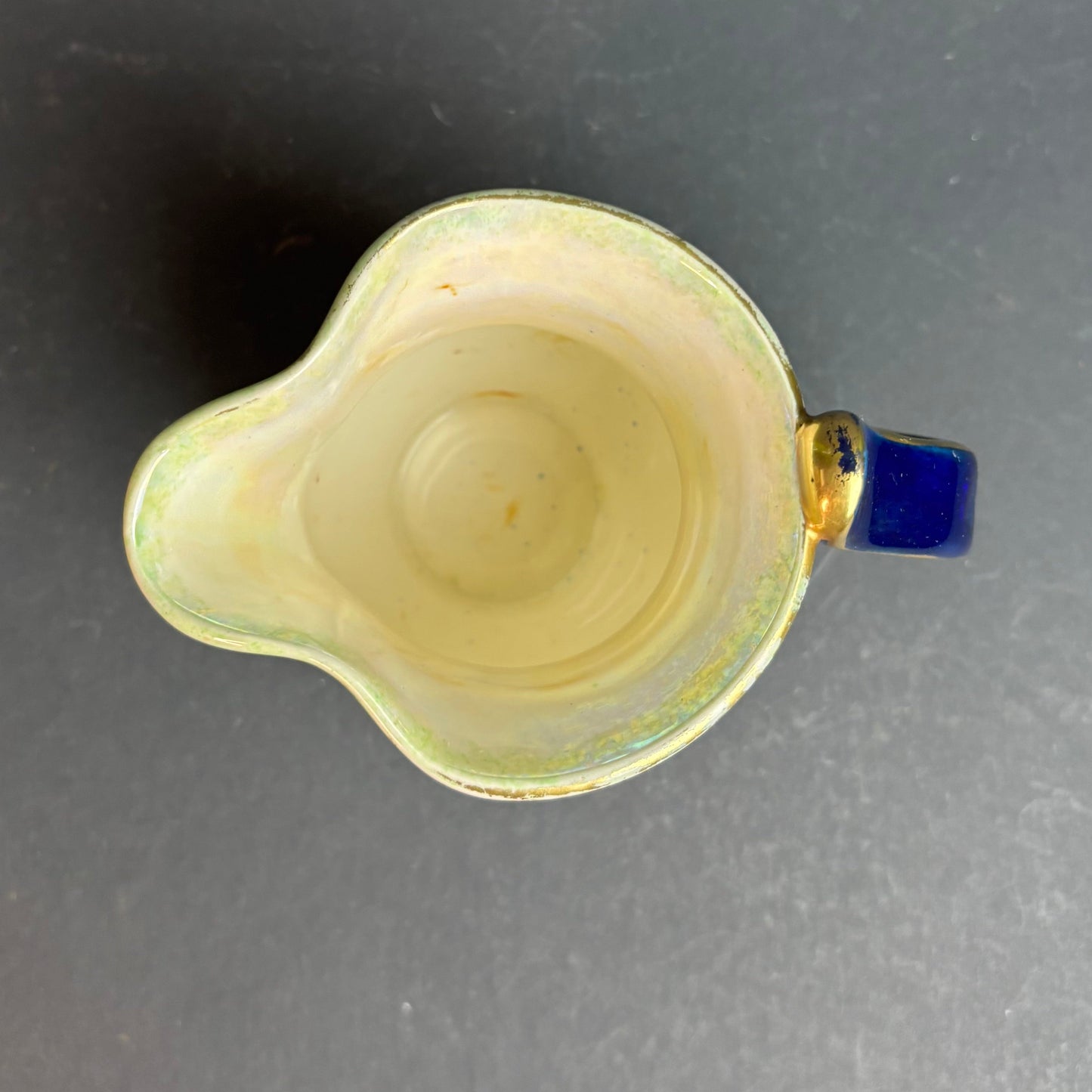 Crown Devon Hand Painted Jug – Cobalt Blue Floral Lustre Ware Creamer c.1930s