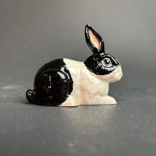 John Beswick England Rabbit Figurine – Black & White Bunny
