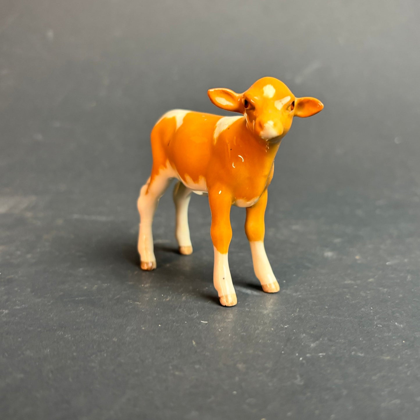 Beswick England Calf Figurine – Brown & White Miniature Cow