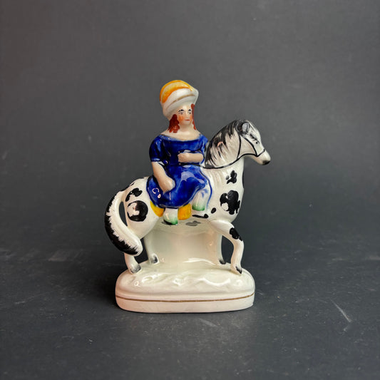 Vintage Staffordshire Style Equestrian Figurine – Woman on Horse c.1930s–50s