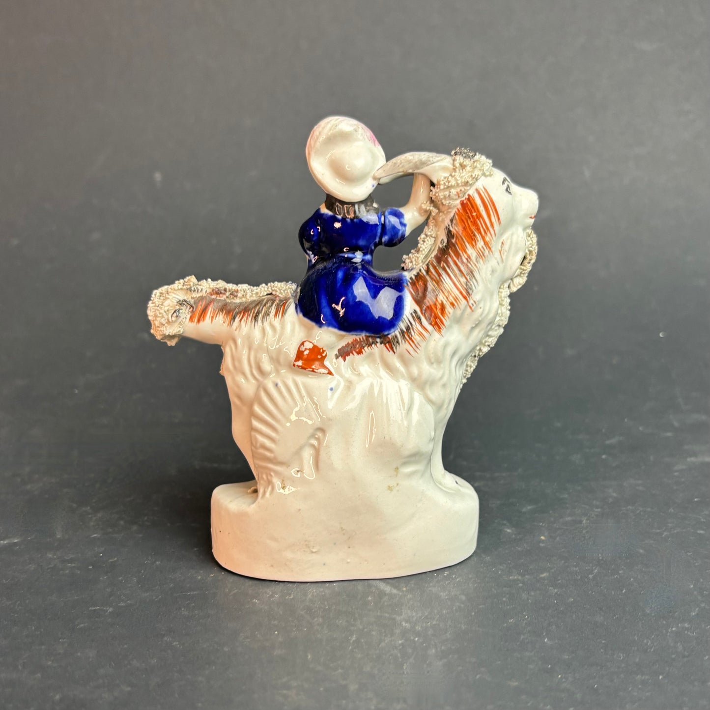 Vintage Staffordshire Style Spill Vase – Child Riding Ram c.1930s–50s