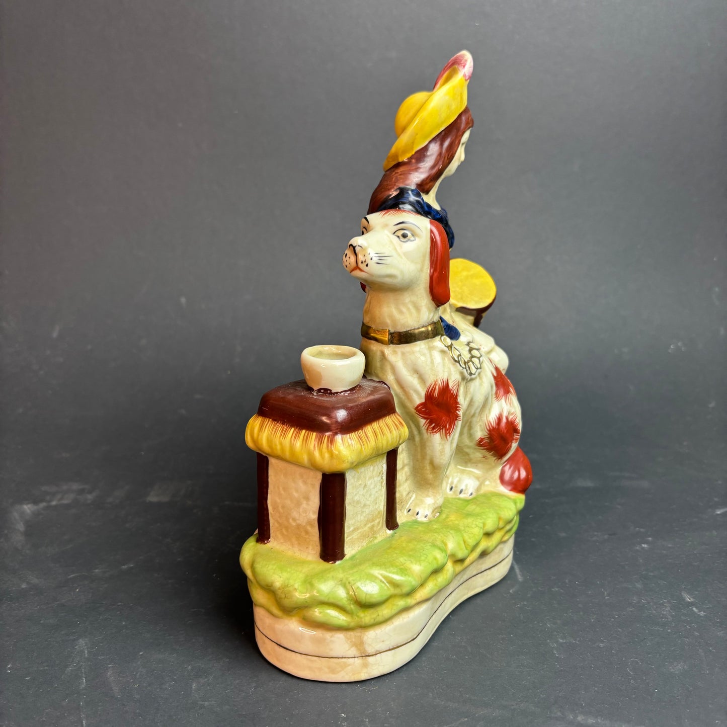 Vintage Staffordshire Style Figurine Spill Vase – Girl with Dog c.1930s–50s
