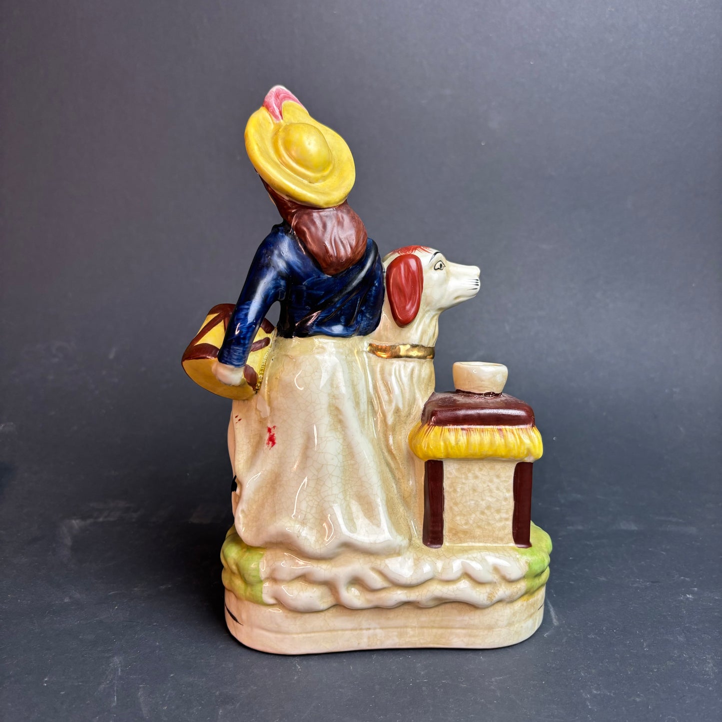 Vintage Staffordshire Style Figurine Spill Vase – Girl with Dog c.1930s–50s