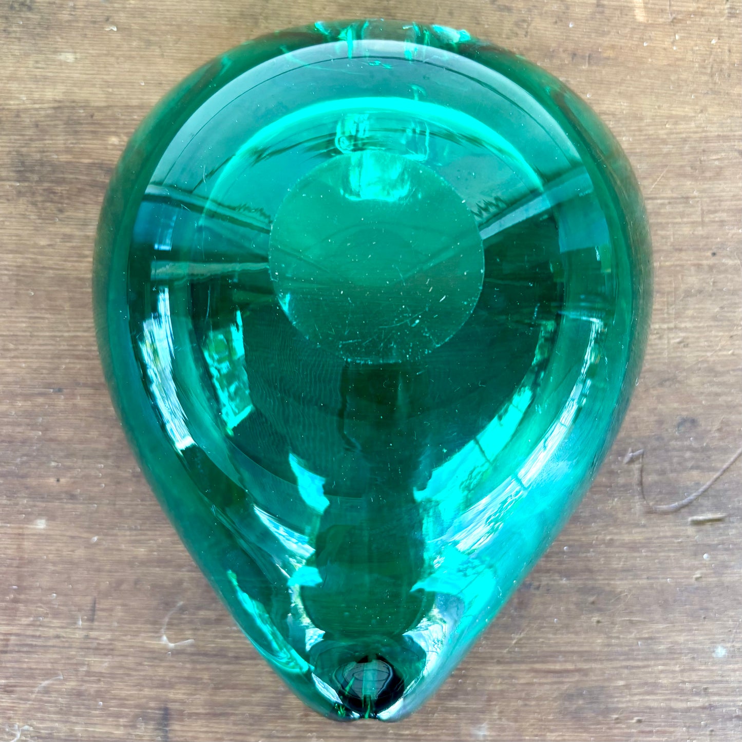 Mid-Century Glass Heart Bowl – Deep Emerald, Murano Style – c.1970s, 1.97 kg