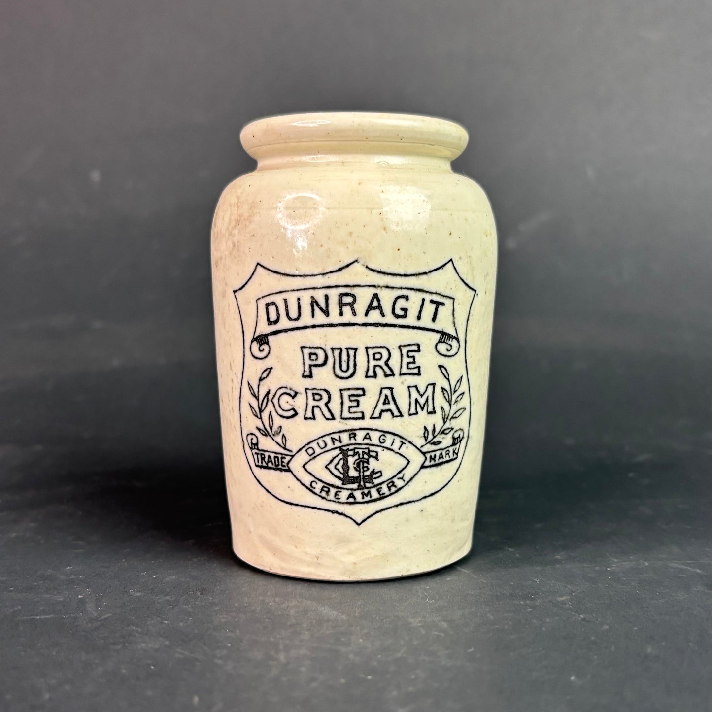 Antique Dunragit Pure Cream Creamery Stoneware Pot c.1900