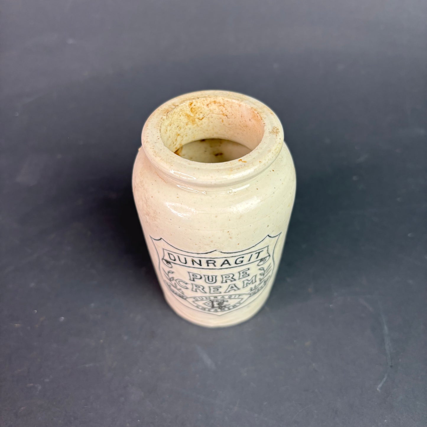 Antique Dunragit Pure Cream Creamery Stoneware Pot c.1900