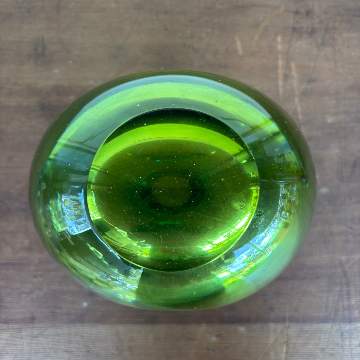 Mid-Century Sommerso Style Glass Vase – Emerald, Olive & Amber Circa 1970s – 3.1kg