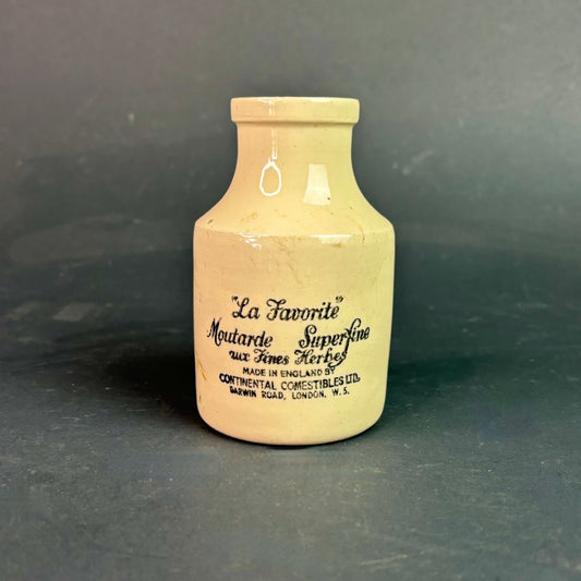 Antique Doulton Lambeth Stoneware Mustard Pot “La Favorite” 6oz London