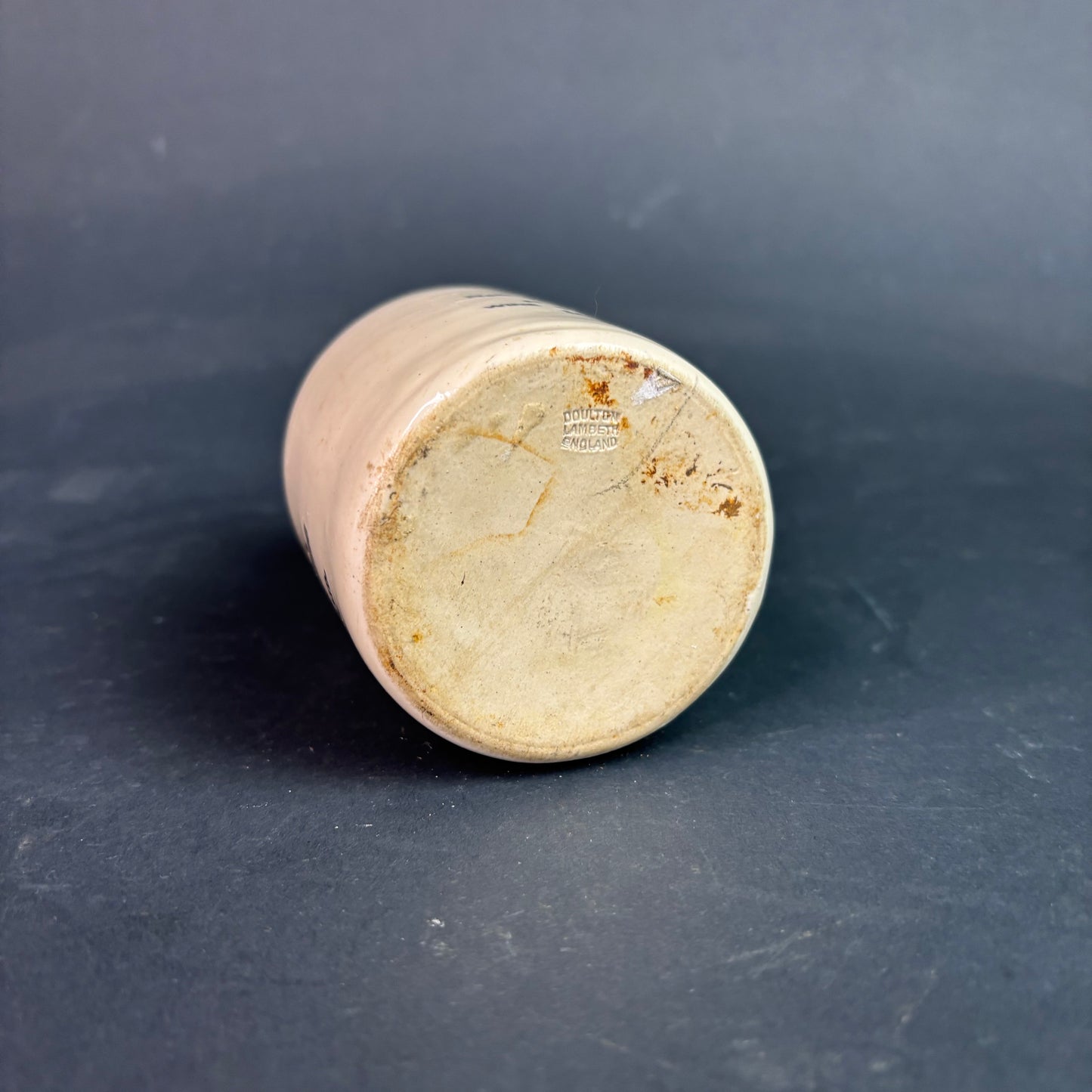 Antique Doulton Lambeth Stoneware Mustard Pot “La Favorite” 6oz London