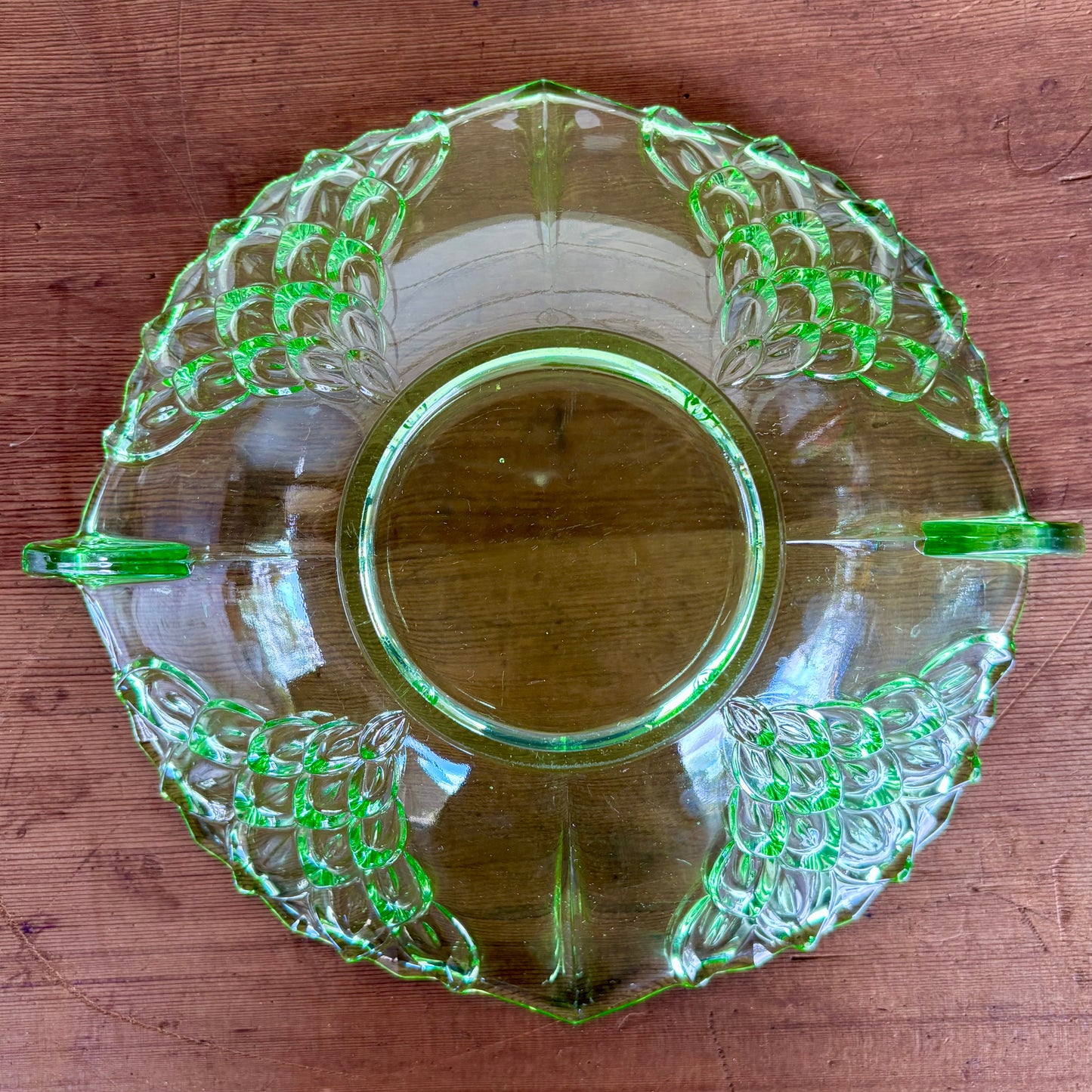 Vintage Uranium Glass Serving Bowl c.1930s – Glows Under UV Light