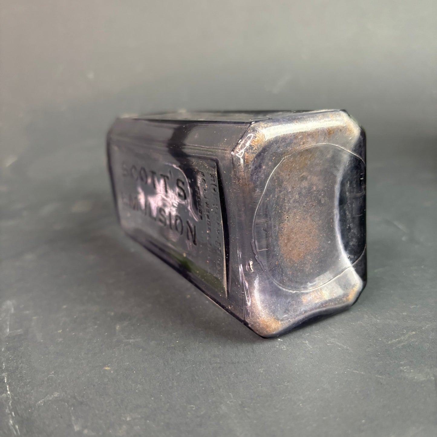 Antique Scott’s Emulsion Amethyst Glass Bottle c.1900