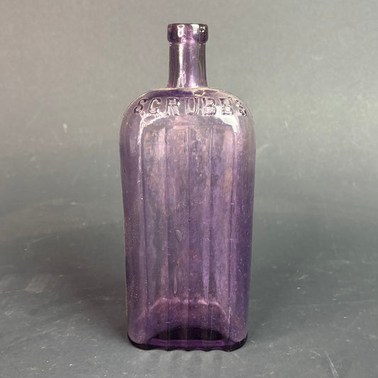 Antique S.C. Rubbs Chemist Bottle – Sun Purpled Glass c1900
