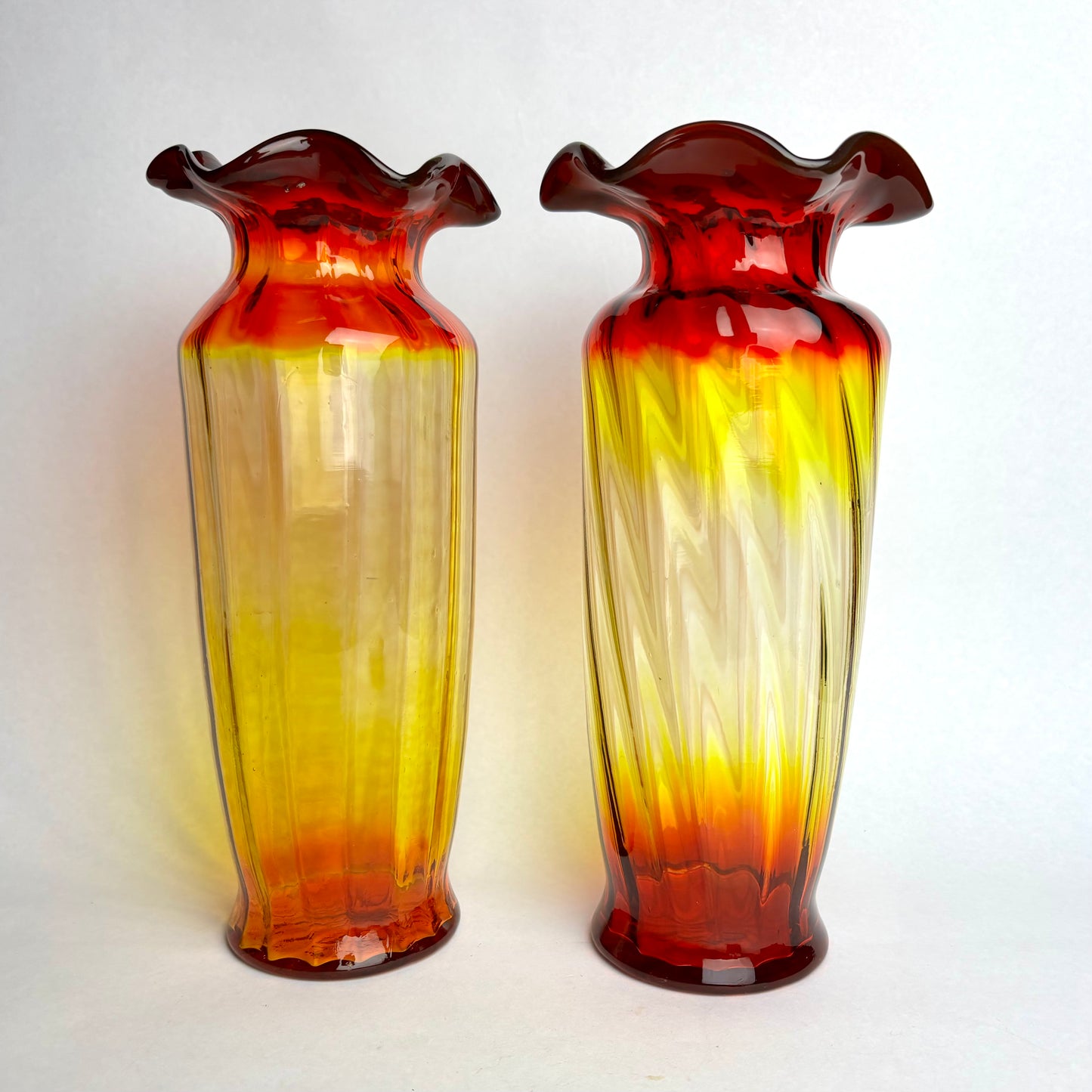 Pair of Antique European Amberina Vases c.1900