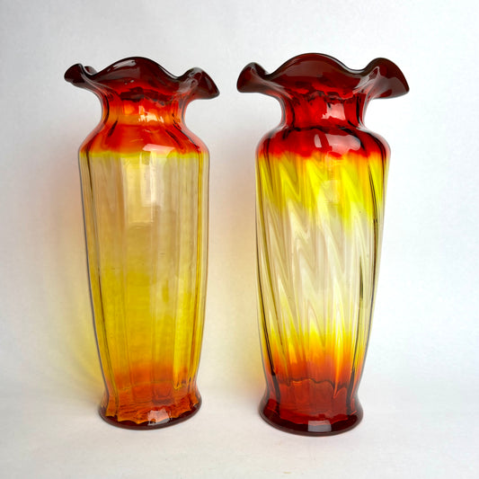 Pair of Antique European Amberina Vases c.1900
