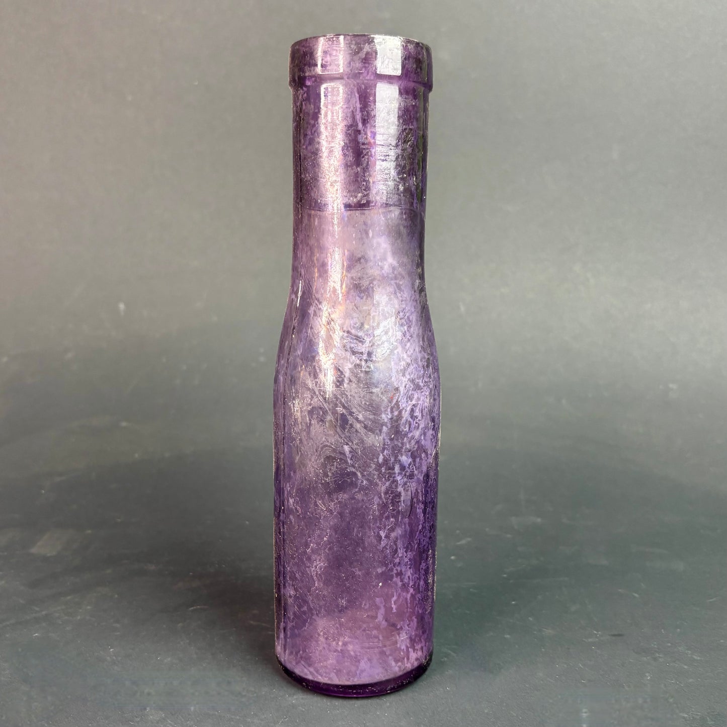 Antique Amethyst Glass Medicine Bottle c.1900s Sun Purple Apothecary