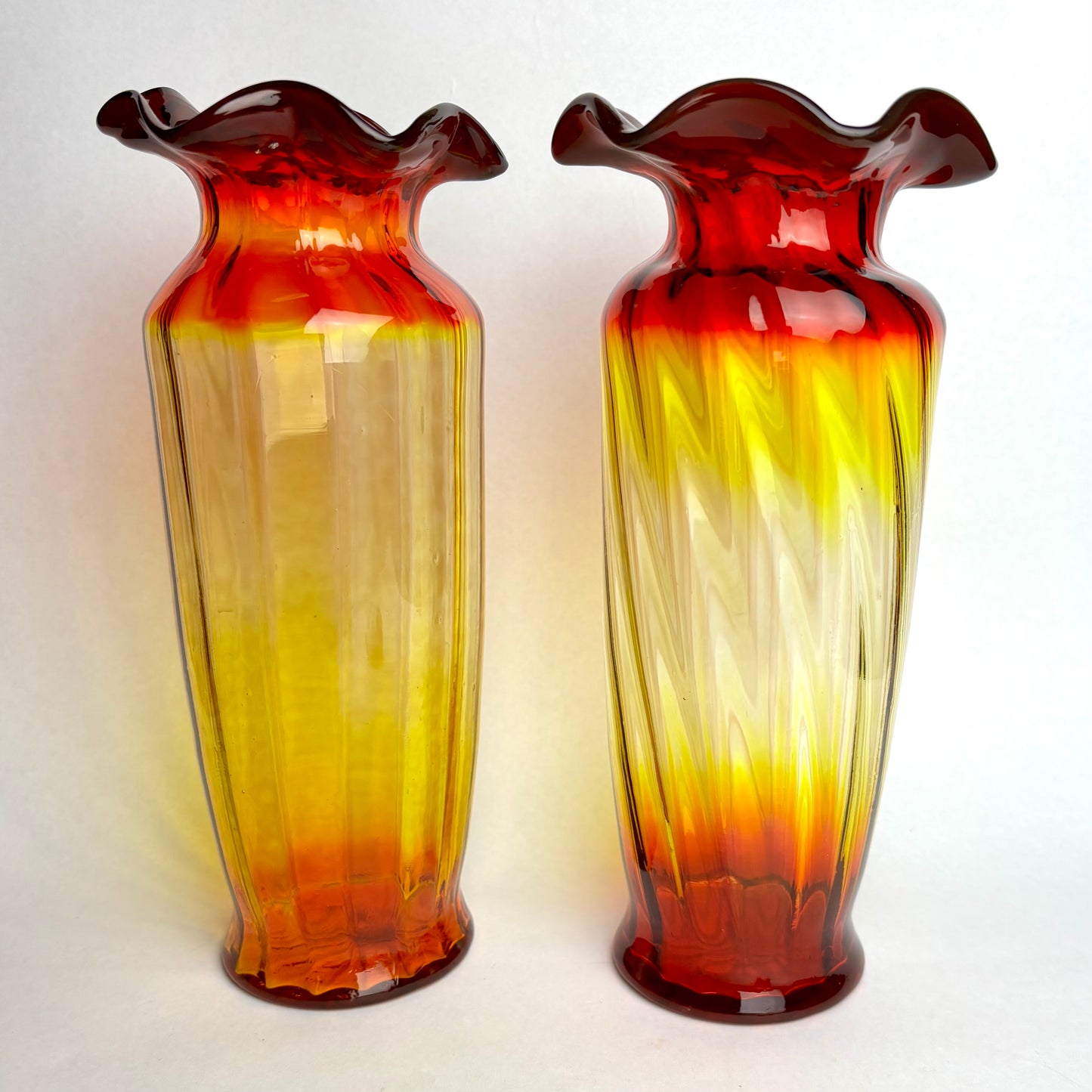 Pair of Antique European Amberina Vases c.1900