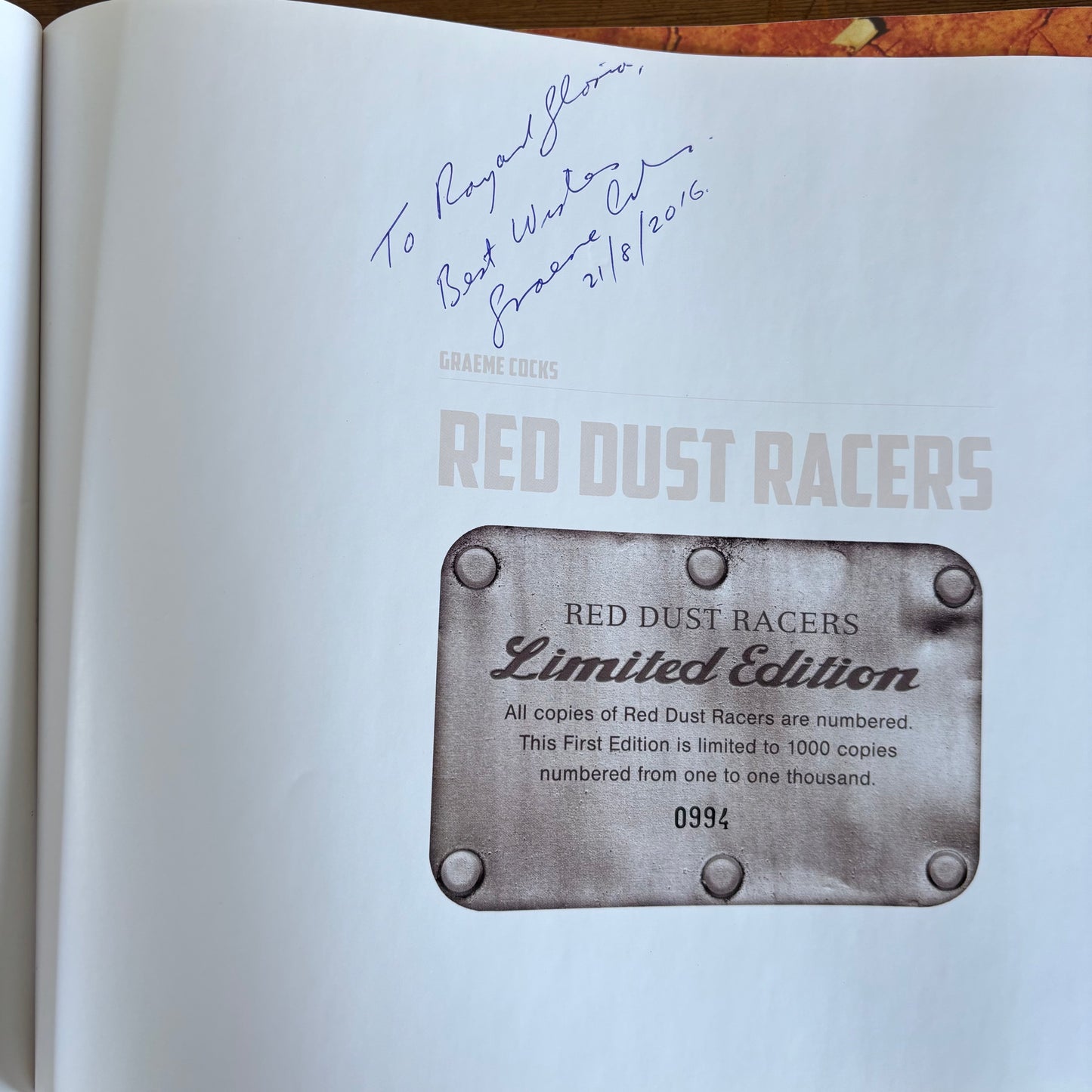 Red Dust Racers – Signed Limited First Edition (No. 994/1000) – History of Lake Perkolilli Motorsport 1914–2014