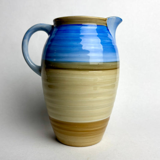 Shelley Pottery Art Deco Jug – Blue, Tan & Cream Horizontal Bands