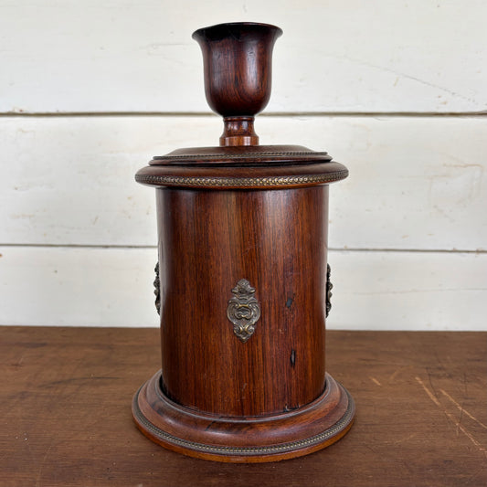 Antique Mahogany Cigar Holder with Brass Picks c.1890–1910