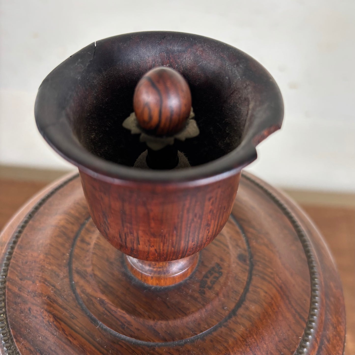Antique Mahogany Cigar Holder with Brass Picks c.1890–1910