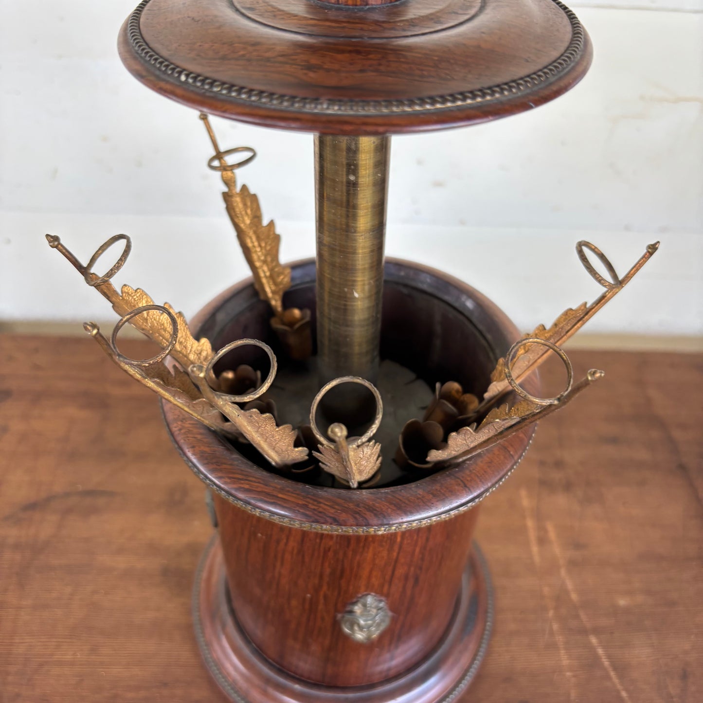 Antique Mahogany Cigar Holder with Brass Picks c.1890–1910