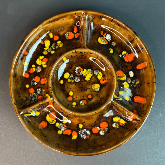 Mid Century Lava Glaze Divided Serving Platter – 28cm