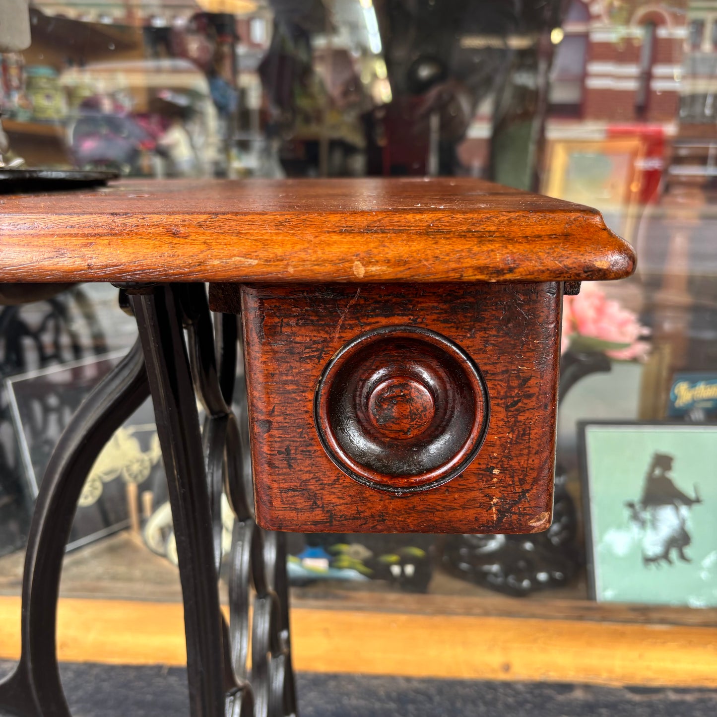 Singer Treadle Sewing Machine with Cast Iron Base & Timber Top