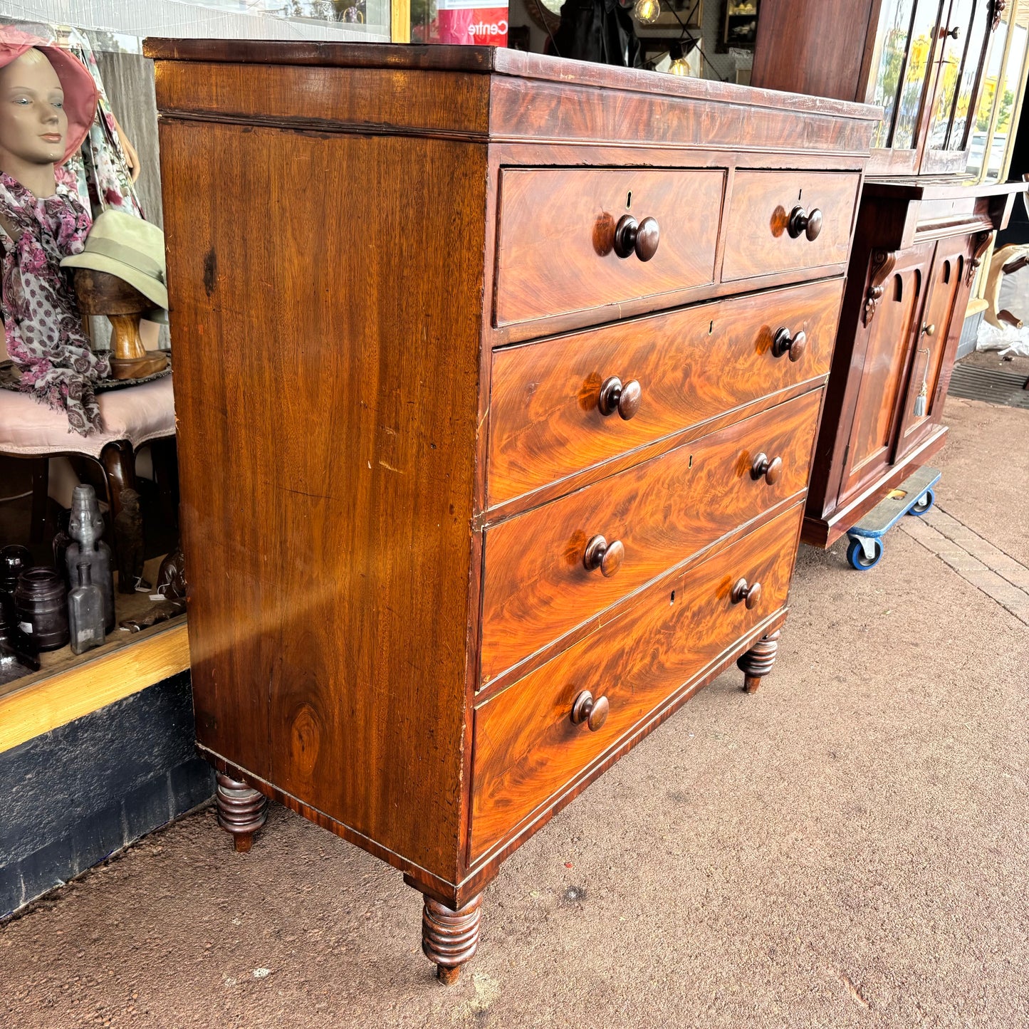 Antique Cedar & Flame Mahogany Chest of Drawers, c.1840–1860