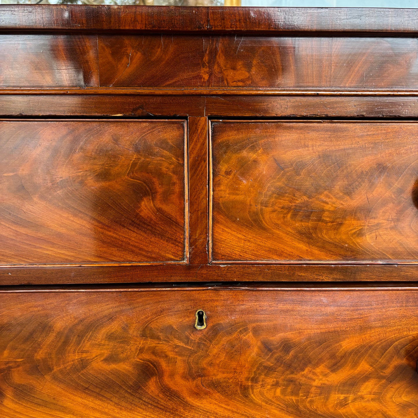 Antique Cedar & Flame Mahogany Chest of Drawers, c.1840–1860