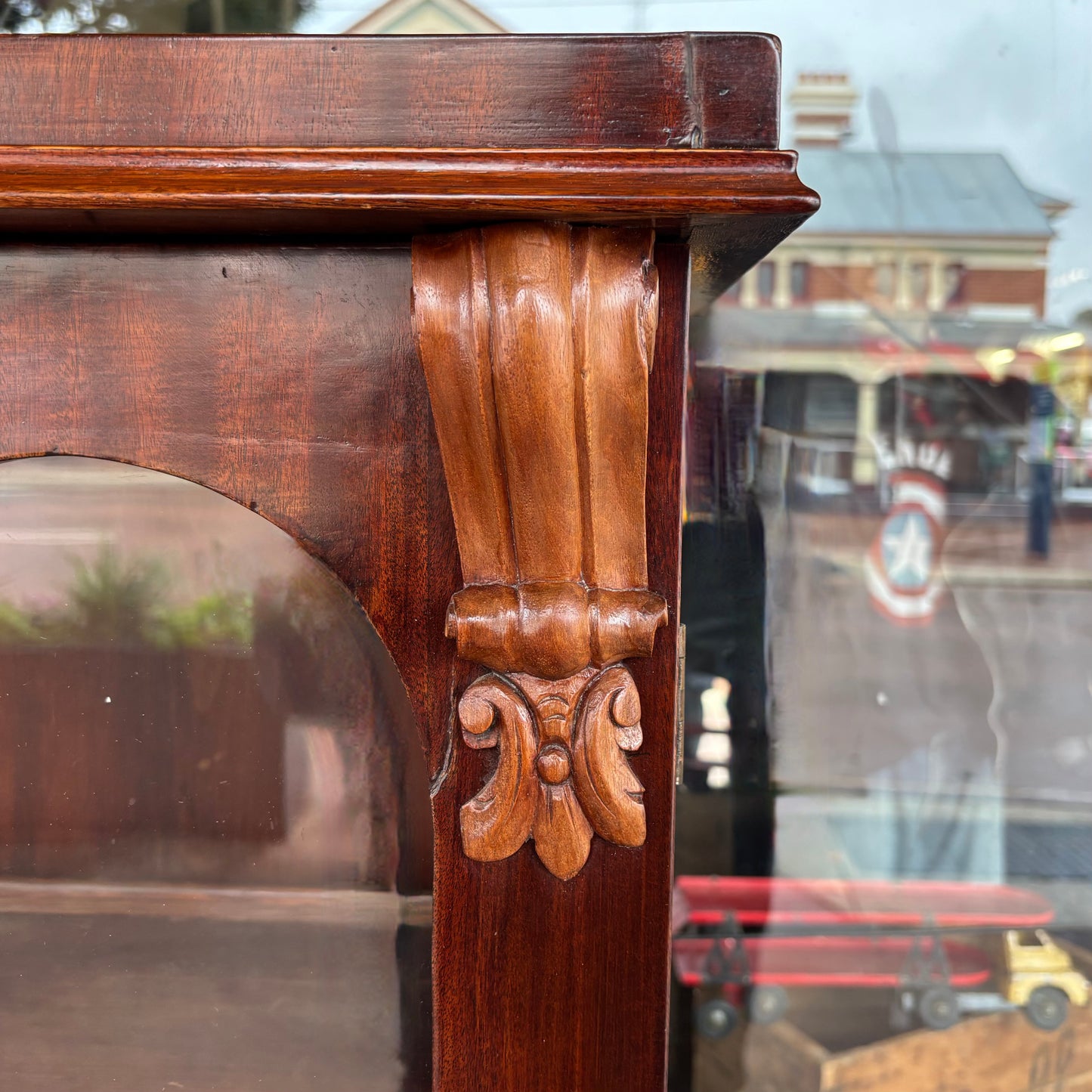 Antique Victorian Mahogany Glazed Dresser / Bookcase Top Cabinet