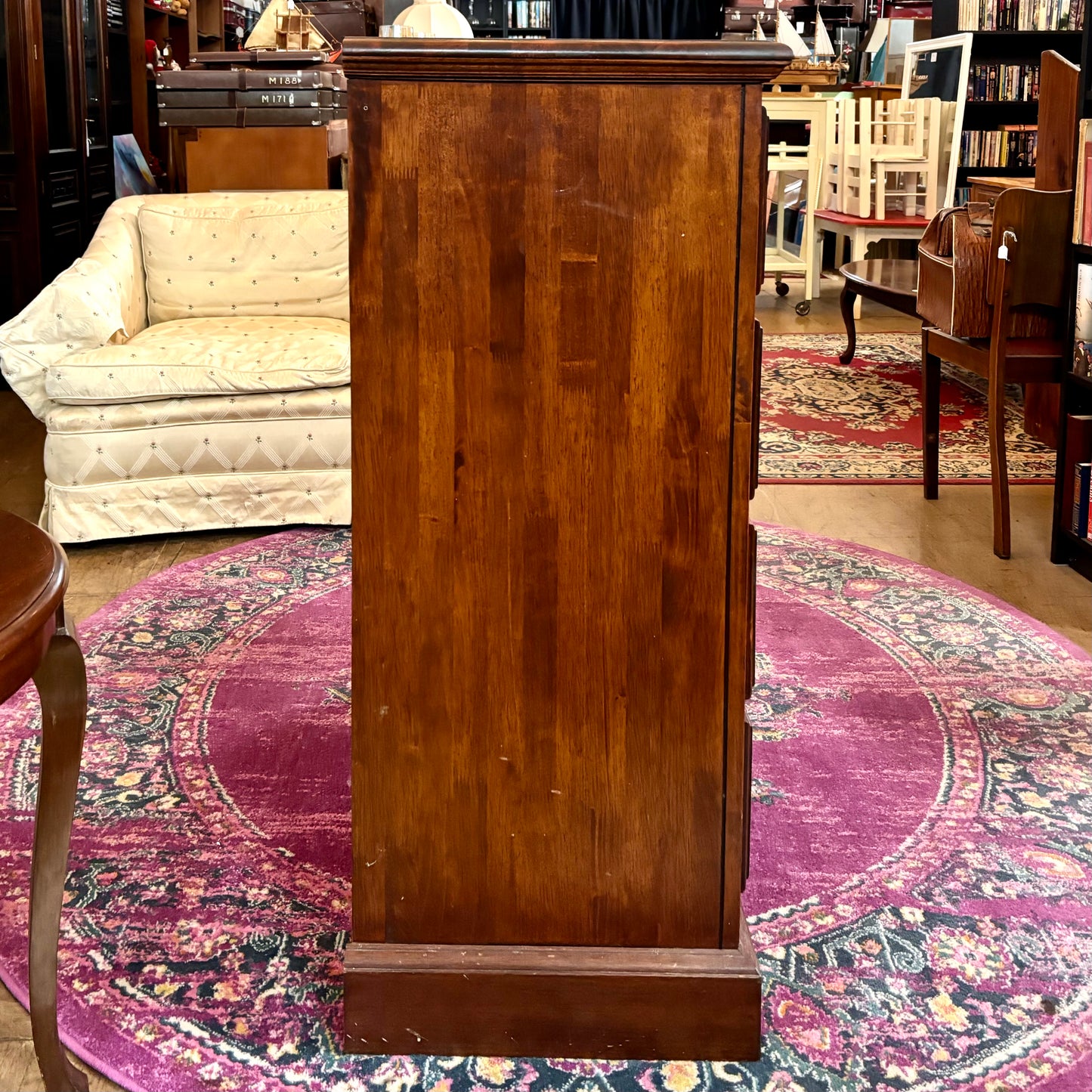 Vintage Hardwood Chest of Drawers – Solid Timber, 5 Drawer