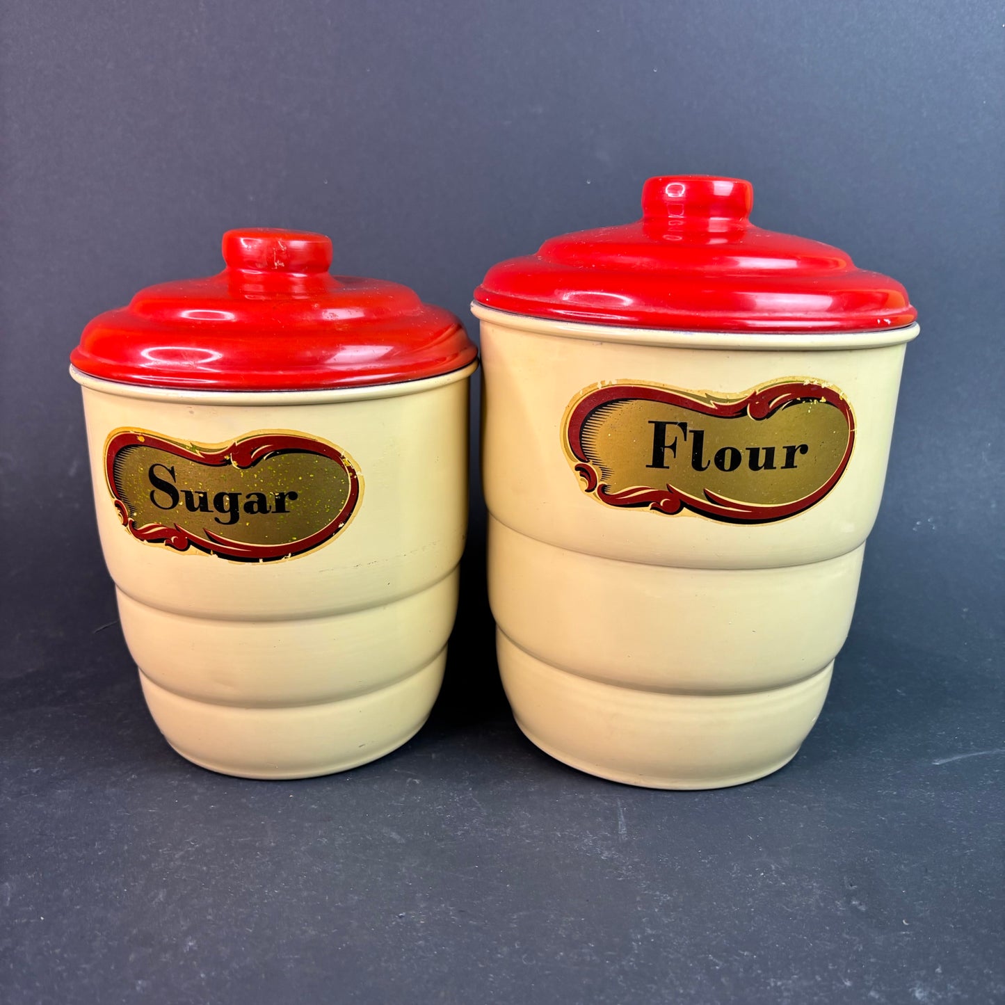 1950s Norton Color-Ware Baked Enamel Canister Set – Australian Kitchenalia (4pc)