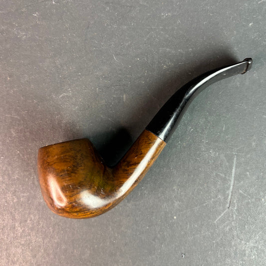 Vintage Briar Tobacco Pipe Bent Billiard Style Polished Grain