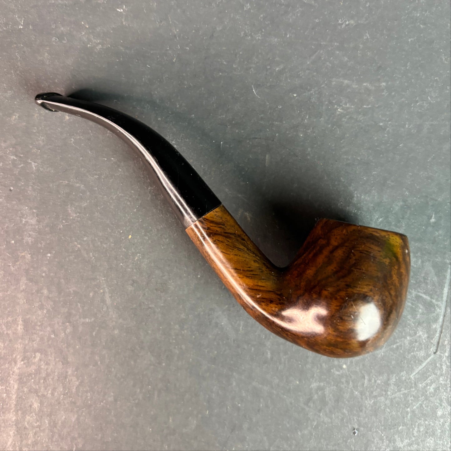 Vintage Briar Tobacco Pipe Bent Billiard Style Polished Grain