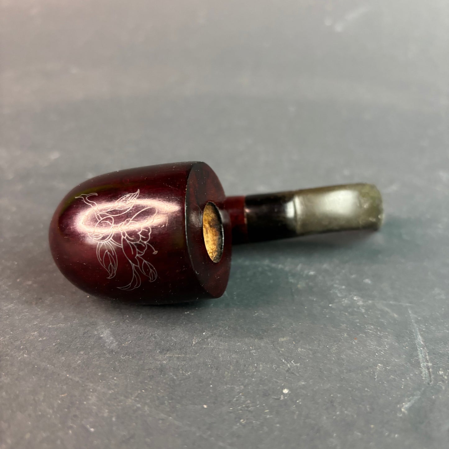 Vintage Chinese “Yandou” Tobacco Pipe – carved bird motif