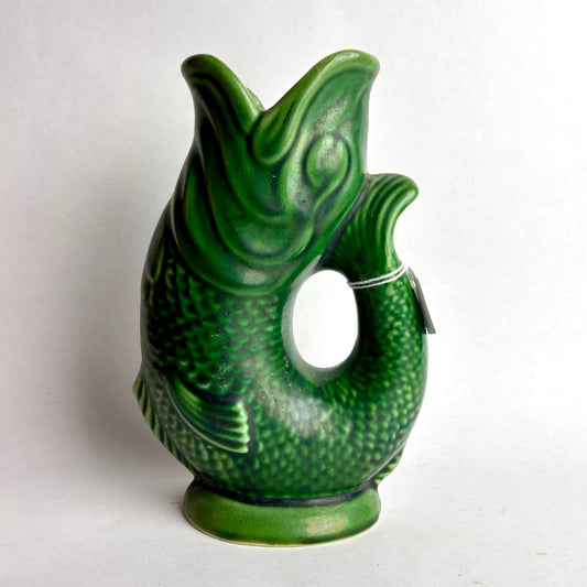 Dartmouth Pottery Gluggle Jug – Green Fish Pitcher, Made in Devon