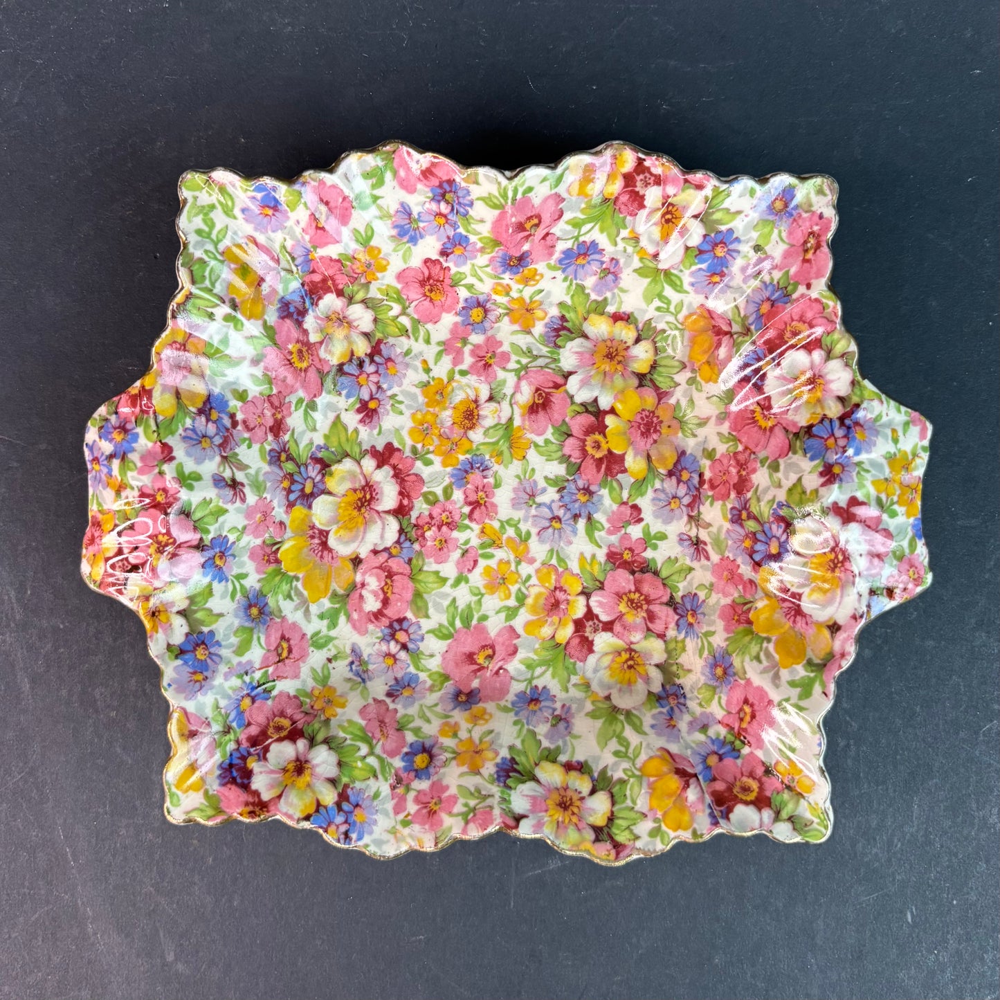 James Kent “Du Barry” Chintz Tray – All Over Floral – Scalloped Serving Plate England