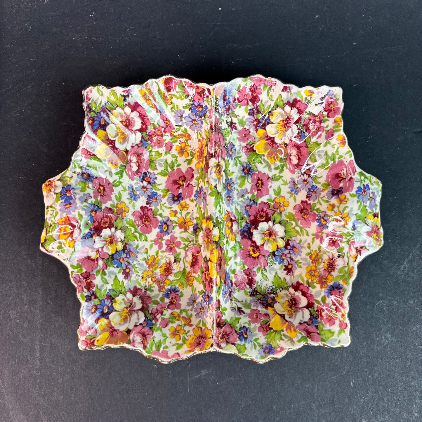 Vintage James Kent “Du Barry” Chintz Divided Serving Dish – All Over Floral – England