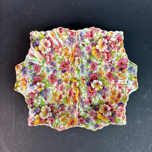 Vintage James Kent “Du Barry” Chintz Divided Serving Dish – All Over Floral – England