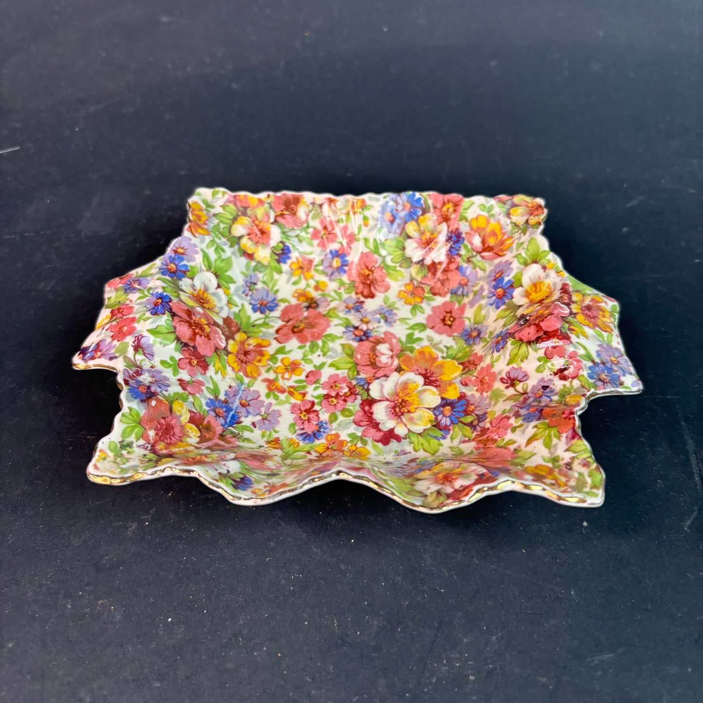 James Kent “Du Barry” Chintz Square Dish c.1940s England