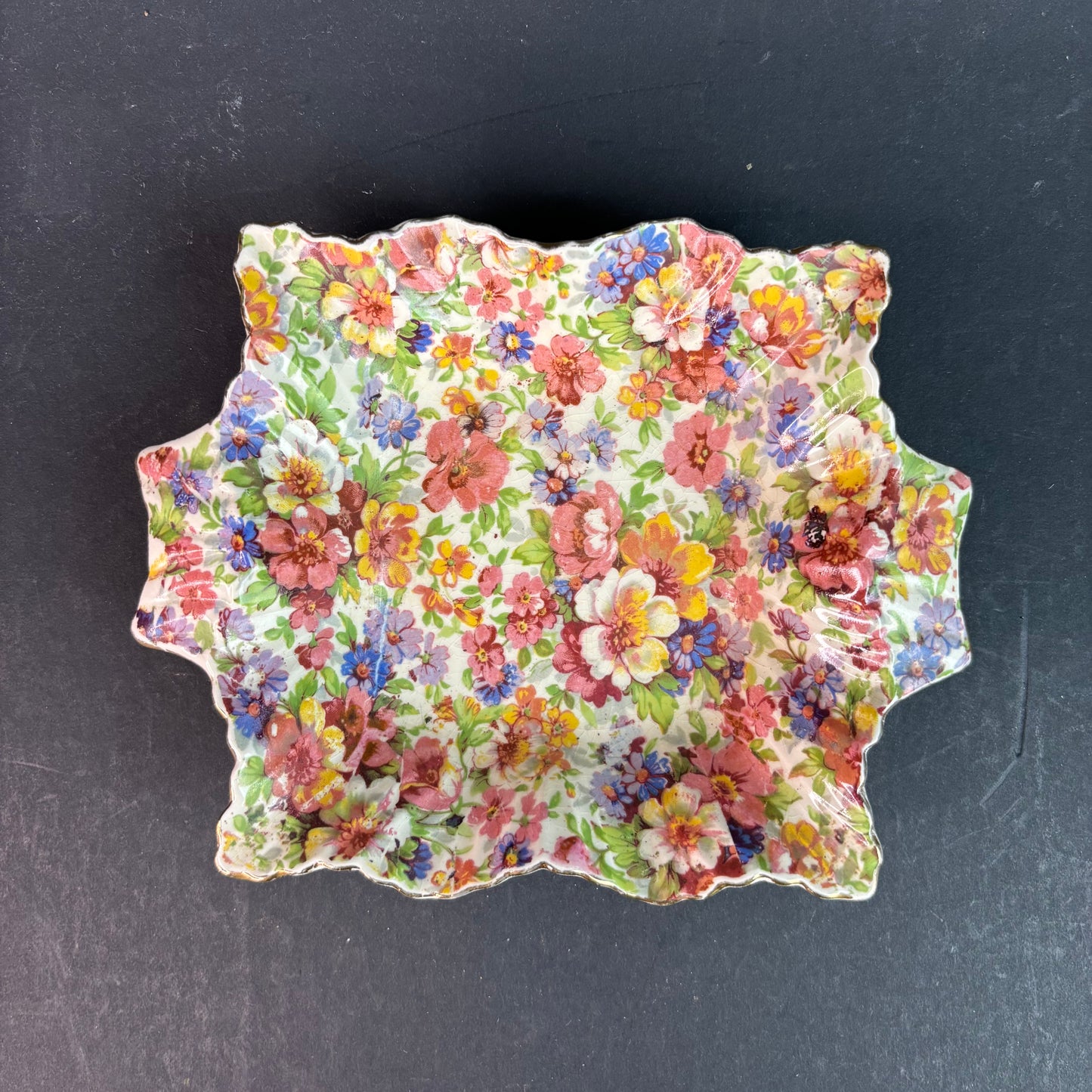 James Kent “Du Barry” Chintz Square Dish c.1940s England