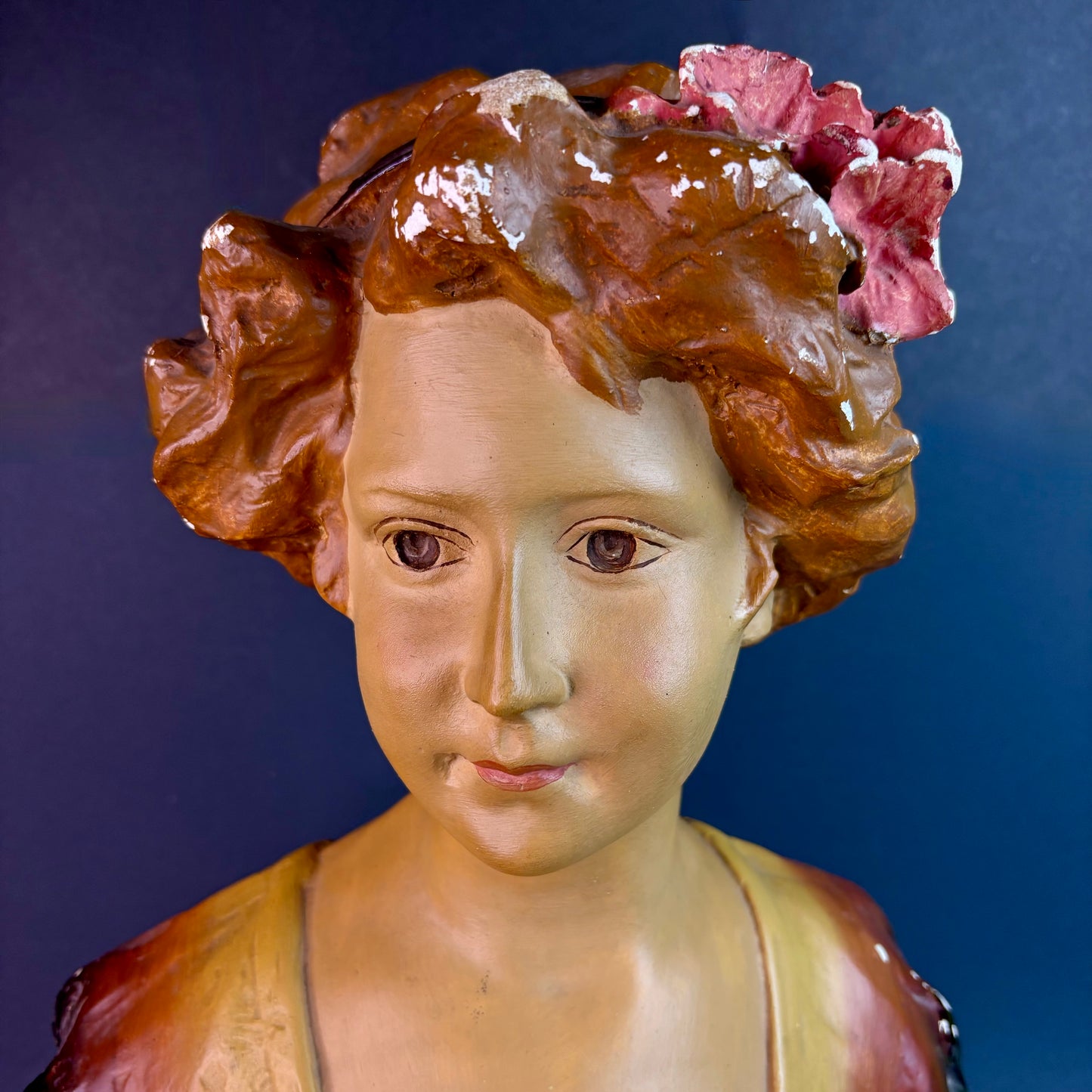 Large Art Nouveau Style Female Bust Sculpture Plaster c.1930s–50s 52cm