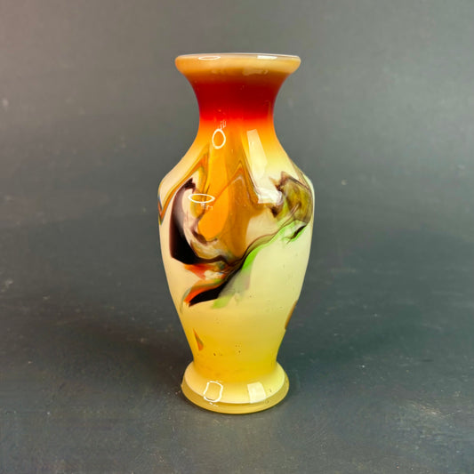 Vintage Studio Art Glass Vase – Hand Blown Cased Glass Swirl – 16cm