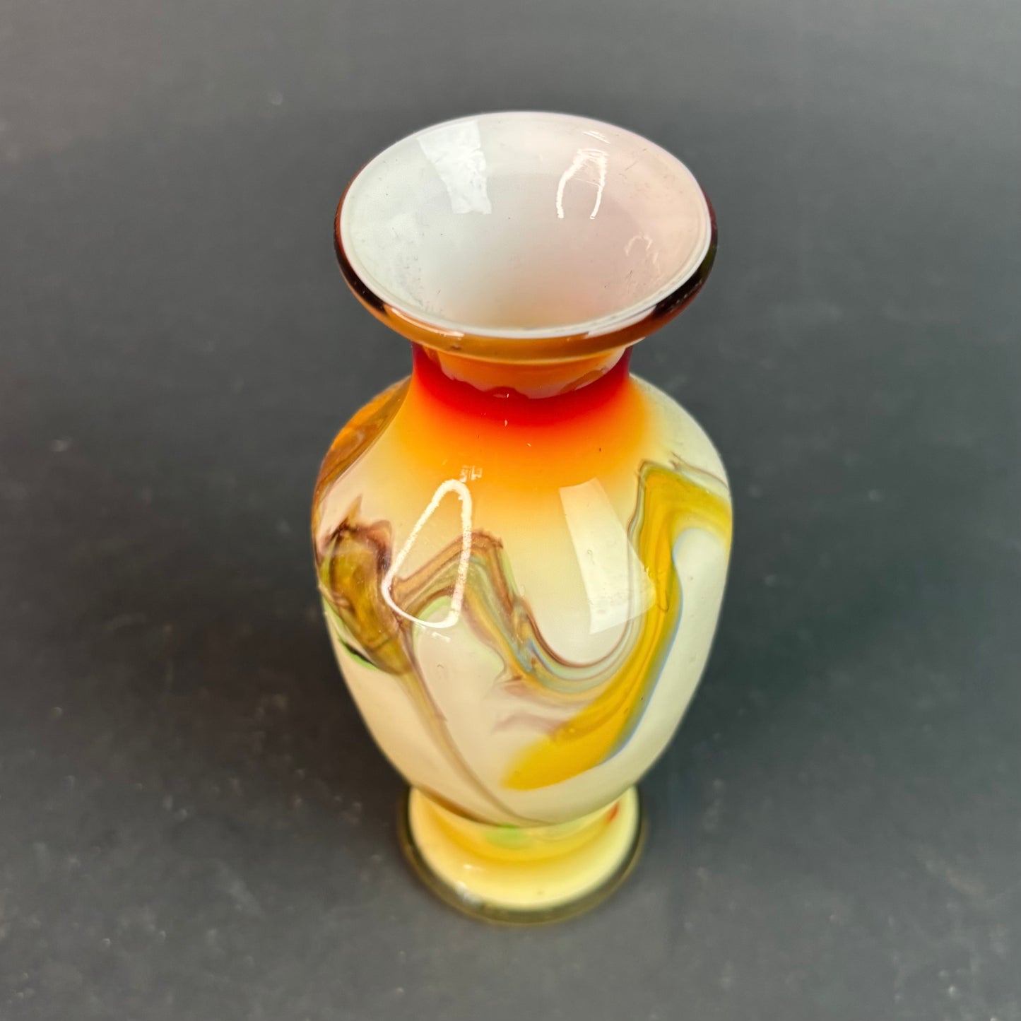 Vintage Studio Art Glass Vase – Hand Blown Cased Glass Swirl – 16cm