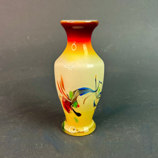 Vintage Studio Art Glass Vase – Hand Blown Cased Glass Swirl – 16cm