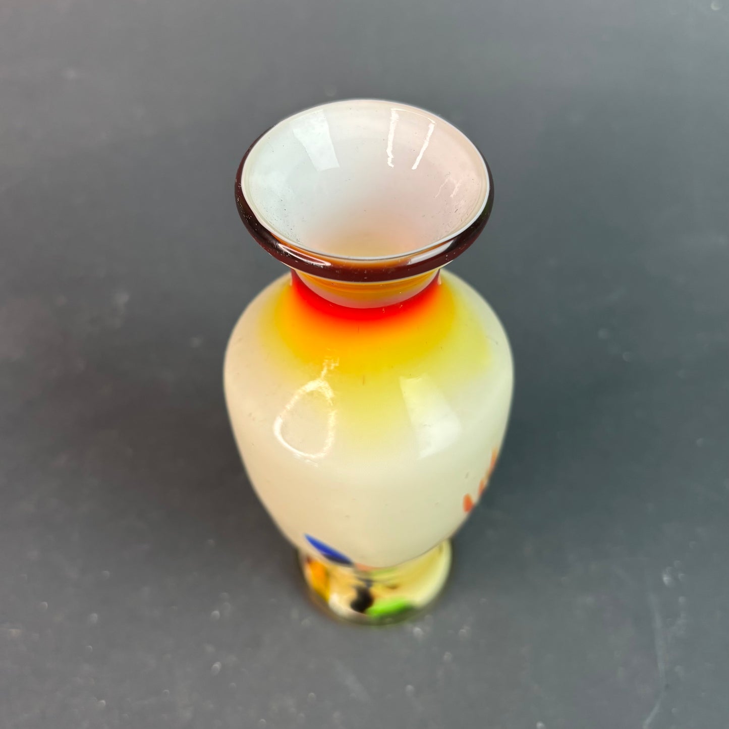 Vintage Studio Art Glass Vase – Hand Blown Cased Glass Swirl – 16cm