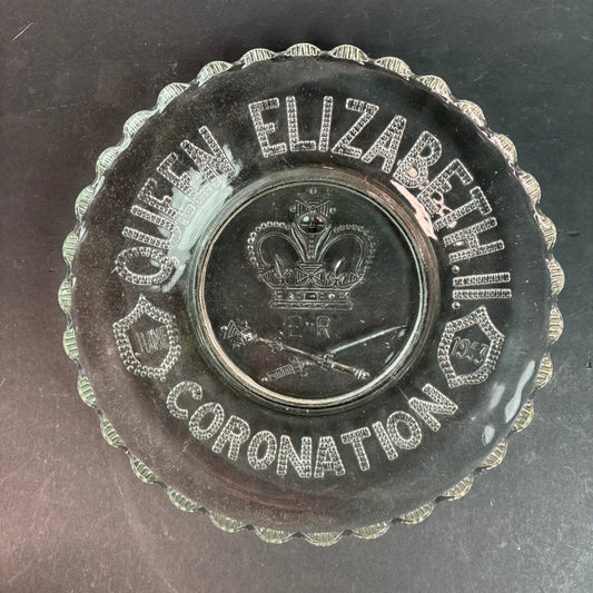 Queen Elizabeth II Coronation Plate – 1953 Pressed Glass