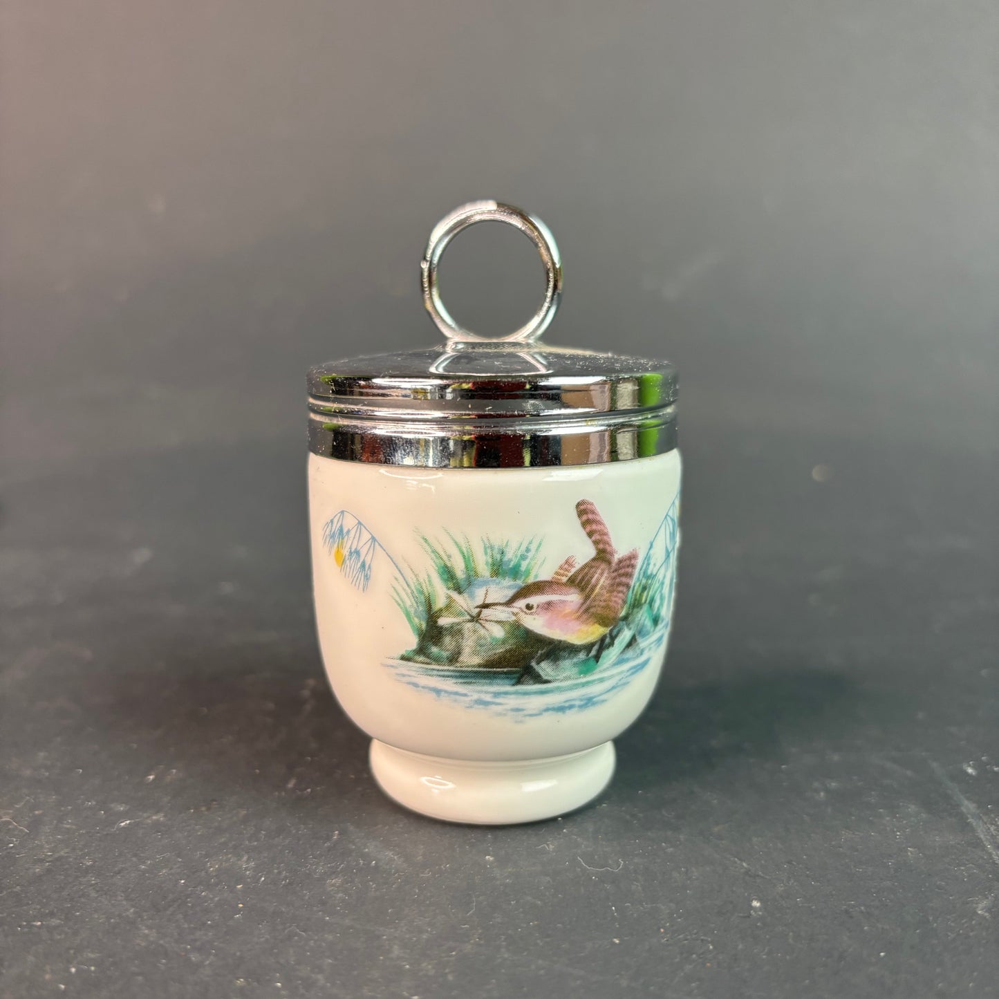 Royal Worcester Egg Coddler with Chrome Lid – Blackberry Pattern Made in England